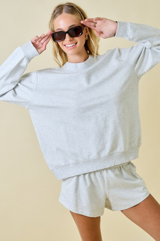 Mock Neck Terry Sweatshirt Set