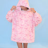 Fleece Printed Pullover Oversized Blanket Hoodie