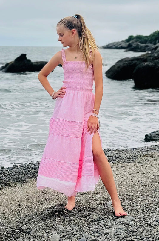 Pink Long Ruffle Dress