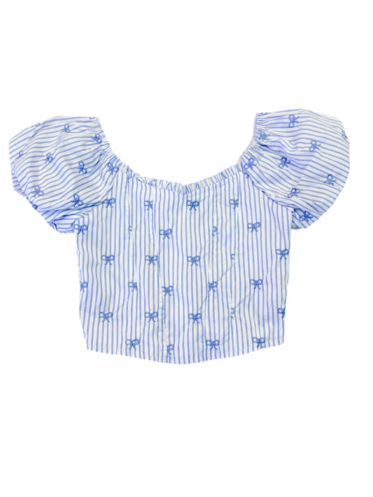 Blue Stripe Bow Top
