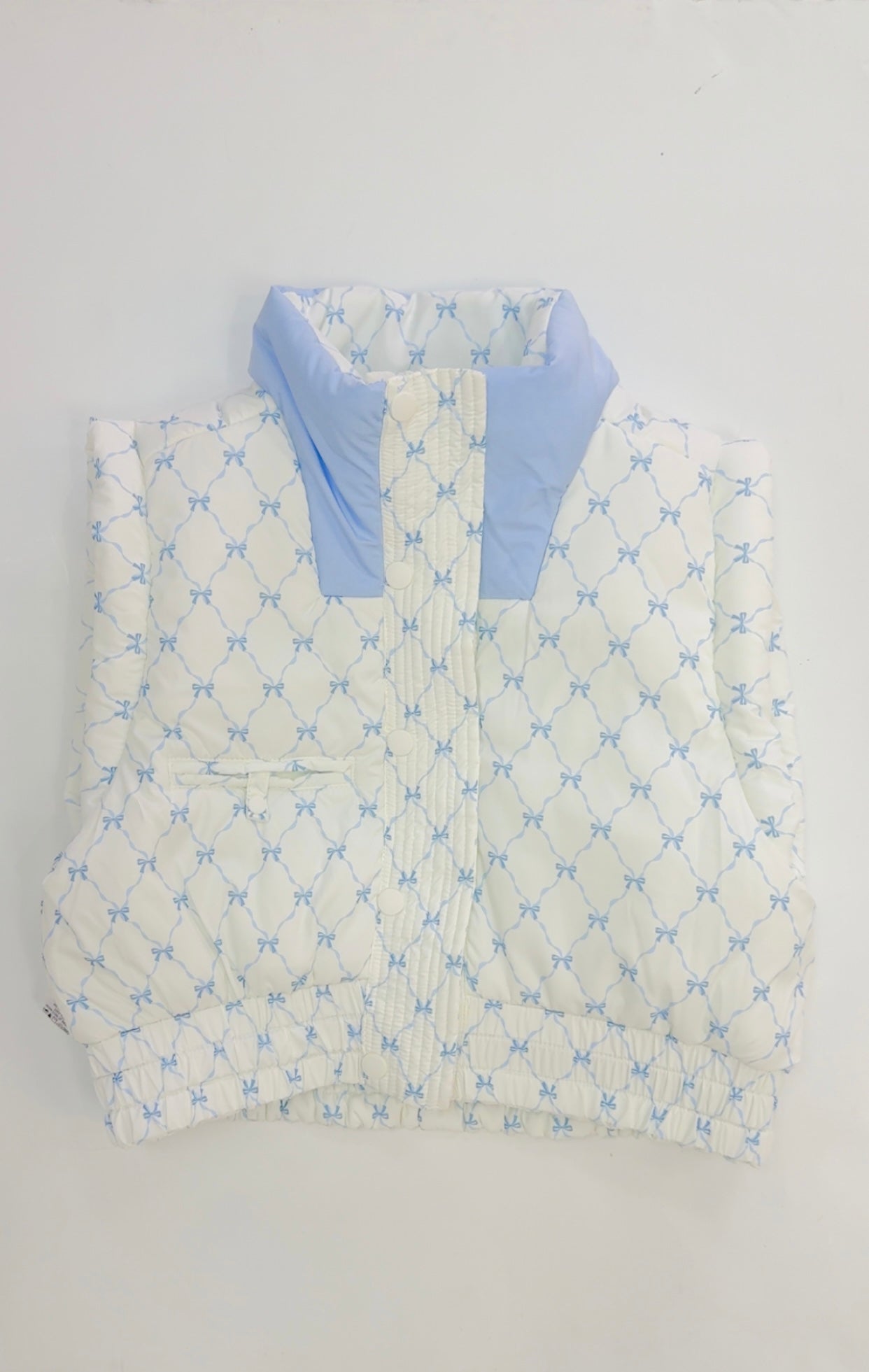 Bow Printed Reversible Padded Vest