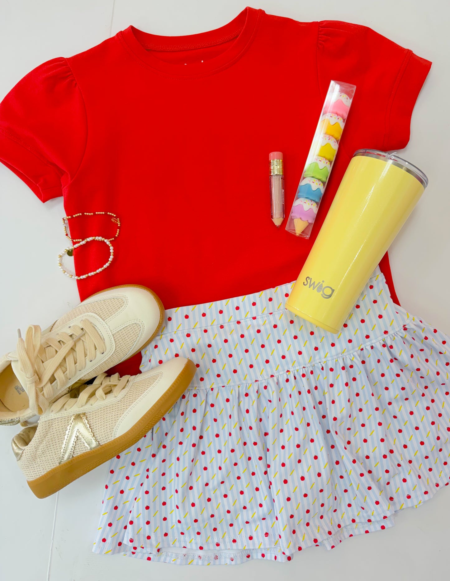 Red Short Puff Sleeve