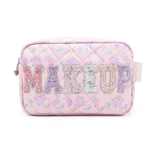 MAKEUP' Quilted Floral Printed Pouch
