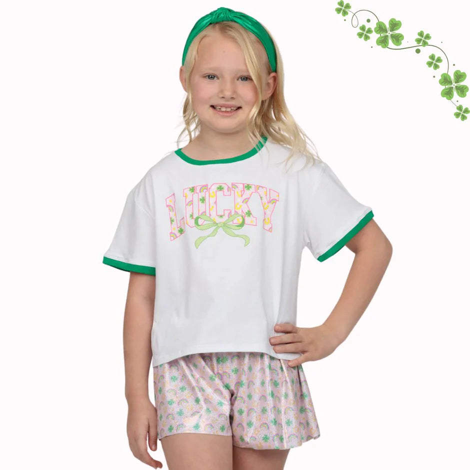 Shimmer Clover Rainbows Butterfly Shorts