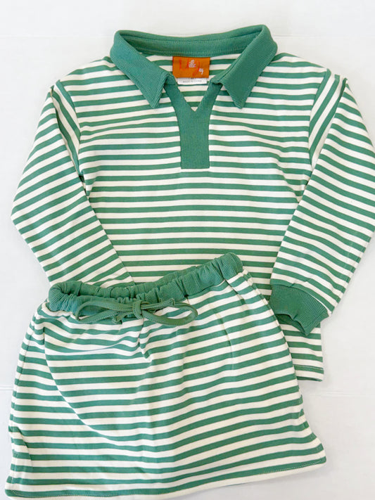 Isabelle Skort Set - Green Stripe