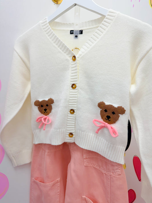Bear w/ Bows Cardigan Sweater