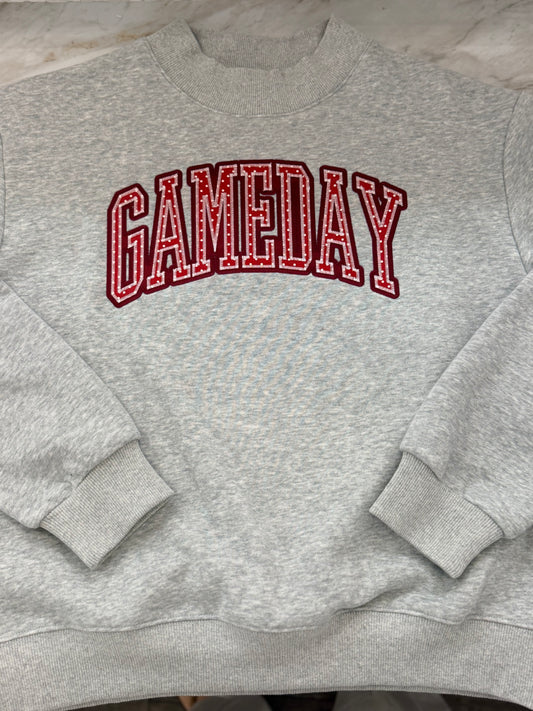 EXCLUSIVE Crimson Gameday Mockneck with Polka Dots - Oversized