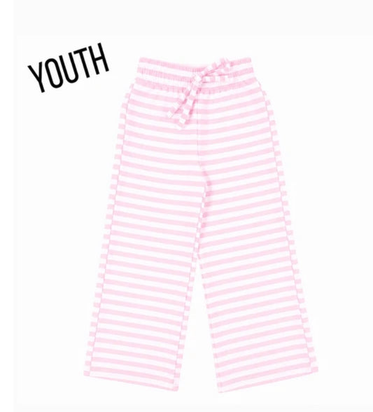 Girls Lulu Mac Striped Pants - Light Pink