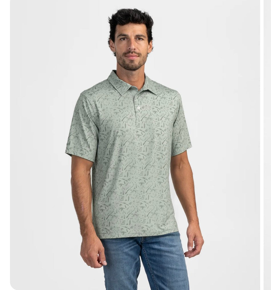 Quack n Rack Printed Polo - SAGE