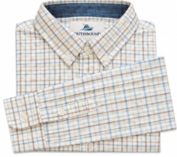 Youth LS Dress Shirt - Brown/Blue/Green