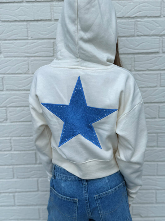 Denim Star Hoodie Zip Up