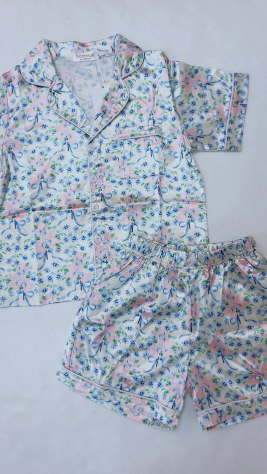 Elegant Floral Print Silk Pajamas