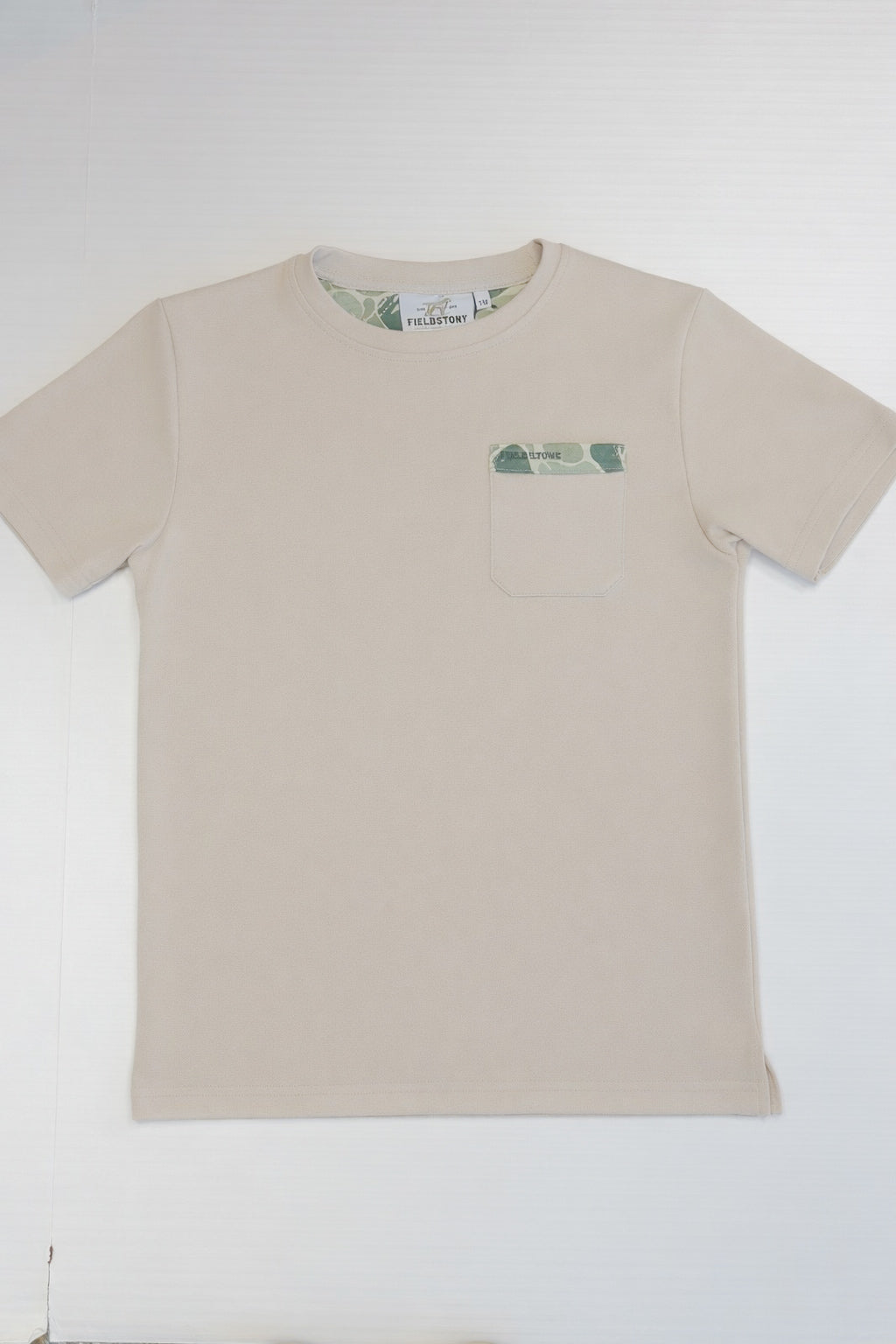 Youth Solid Tee with Marsh Camo Pocket