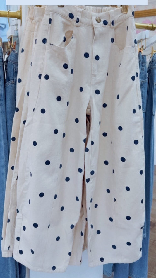 Cream Navy PokaDot Jeans