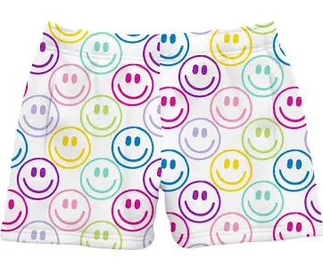 Bright Smiley Faces French Terry Shorts