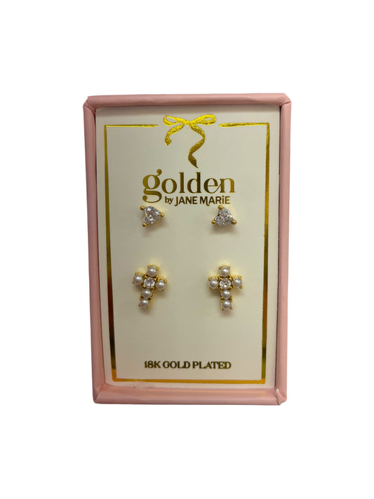 18K Gold Box Earrings