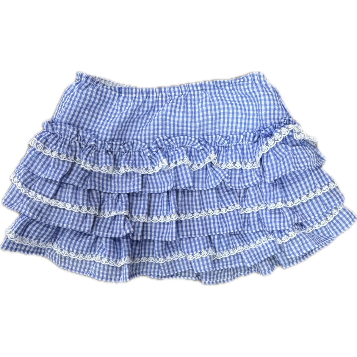 Gingham Scallop Mini Skirt