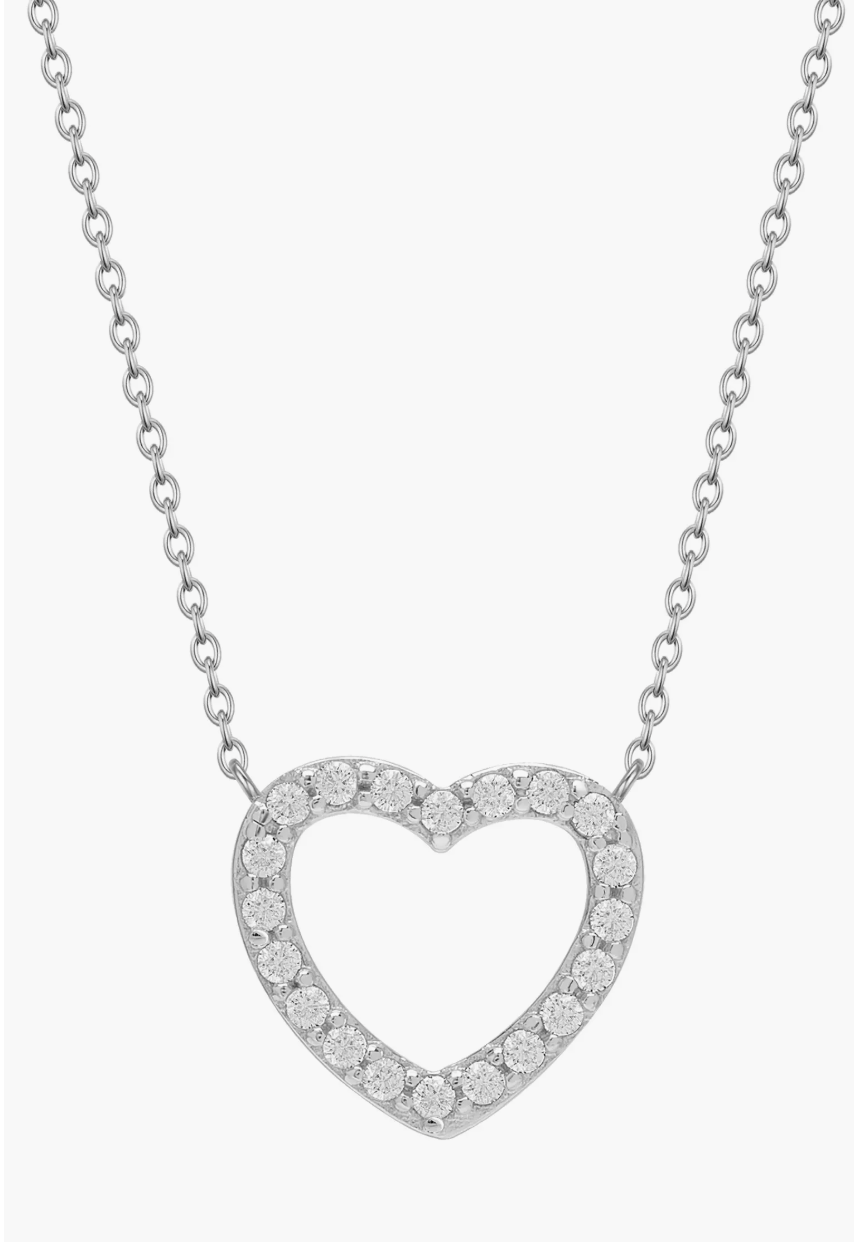 Open Heart Necklace - Sterling Silver