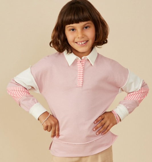 Print Blocked Knit Rugby Shirt