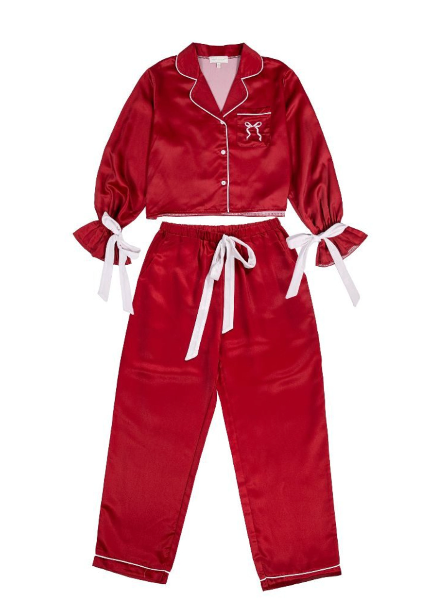 Red Holiday PJs w/ Bow Set