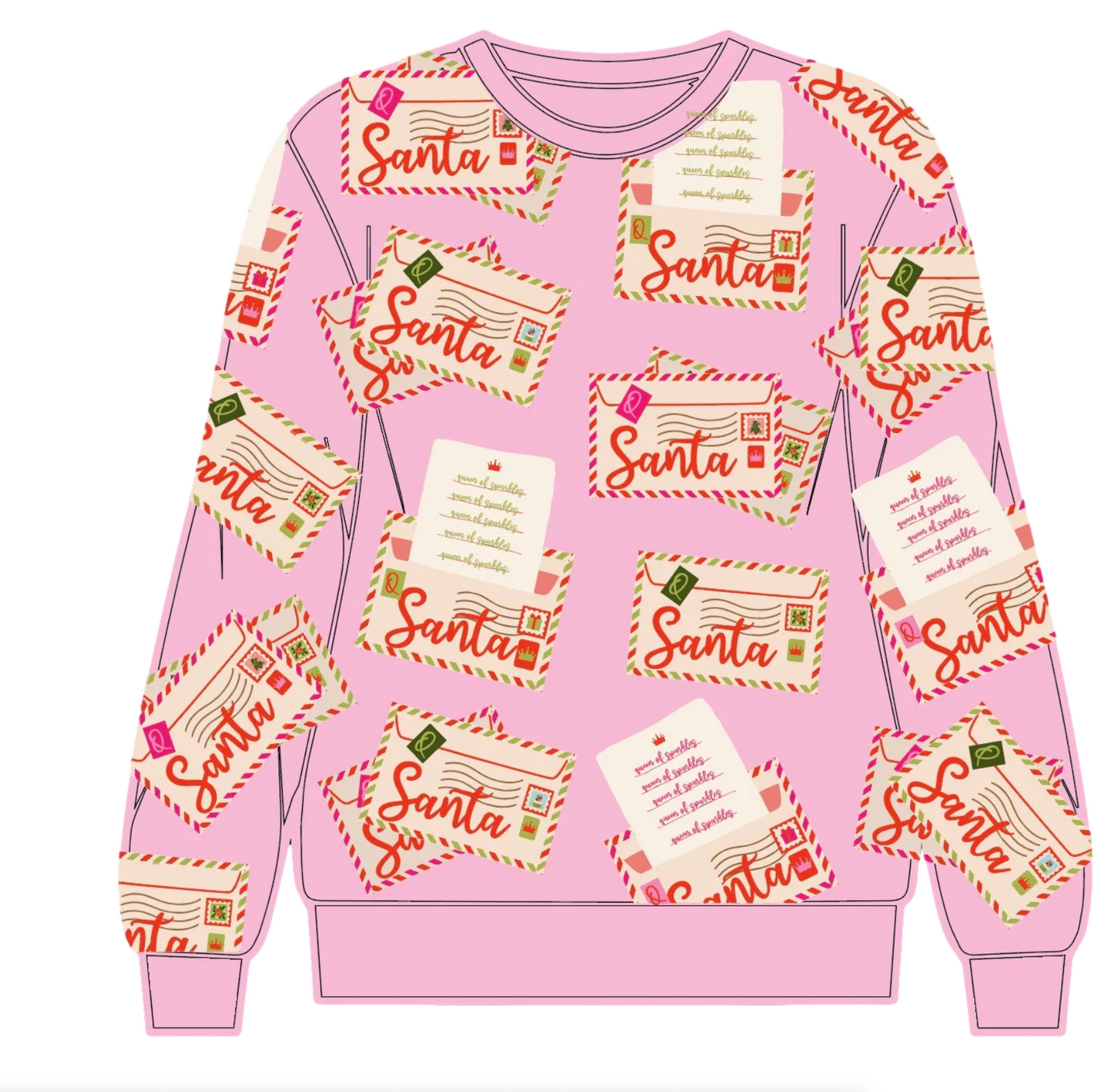 Kids Light Pink Letters To Santa Sweatshirt