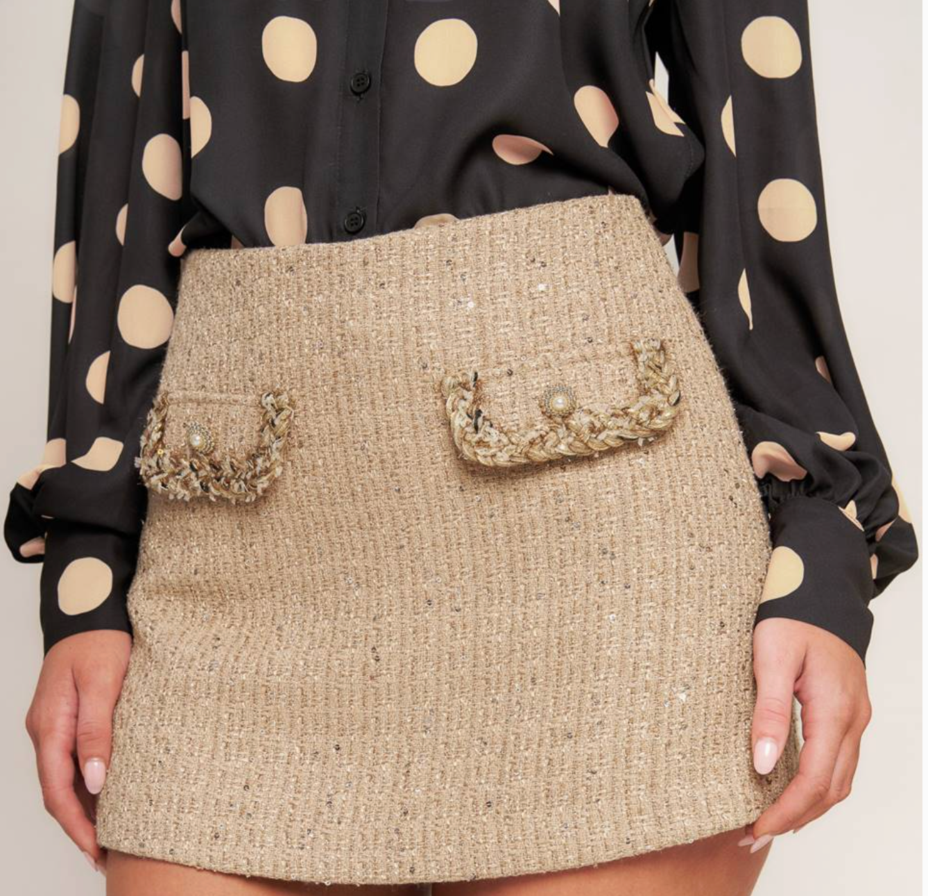 TEEN - Taupe Tweed Skort