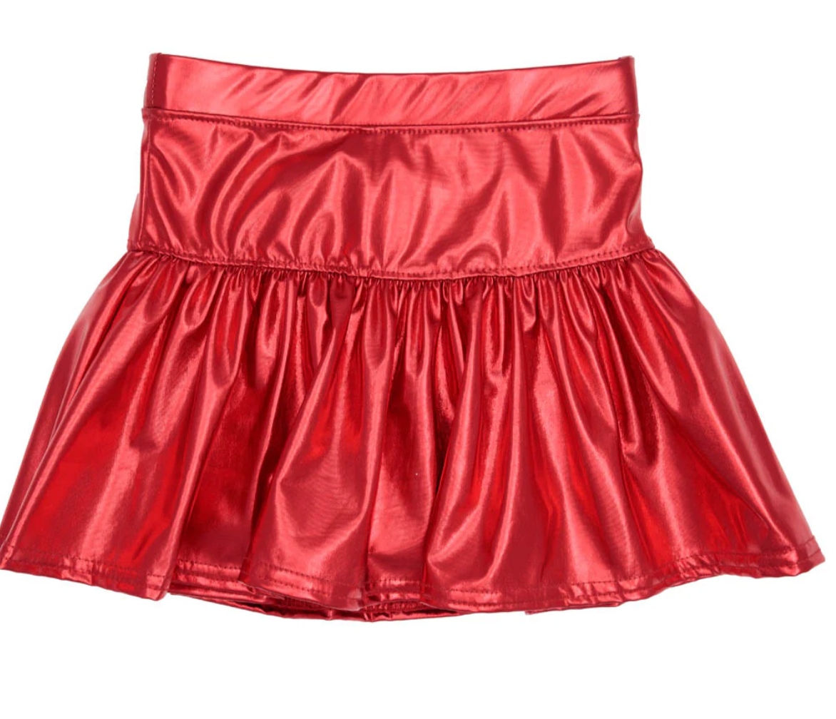 Slick Metallic Gathered Skorts