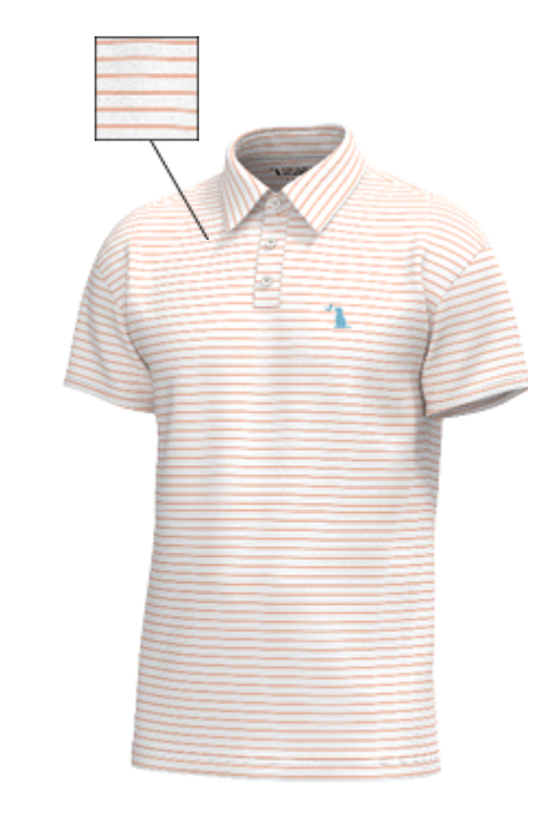 Edisto Polo - Peach and White