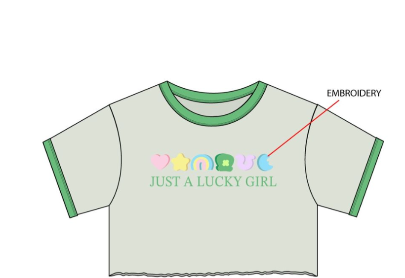 Lucky Girl embroidered tee