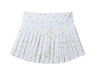 Tween Girls White Floral Printed Pleated Skort