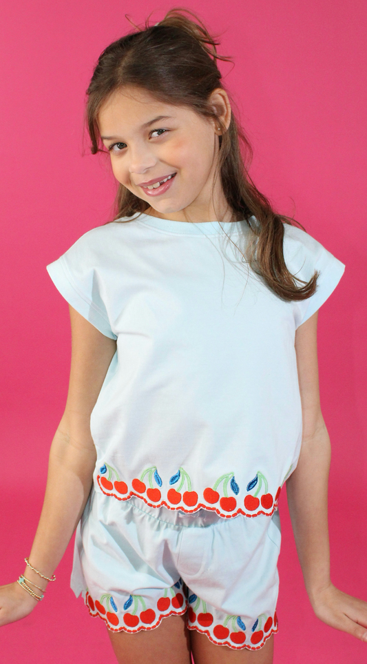 Cherries Embroidered Tank Top Set