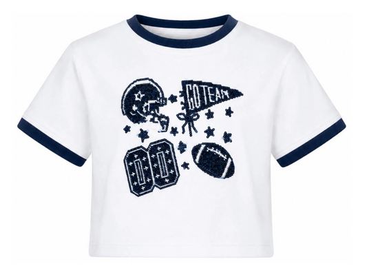 Sequin Football SS Navy