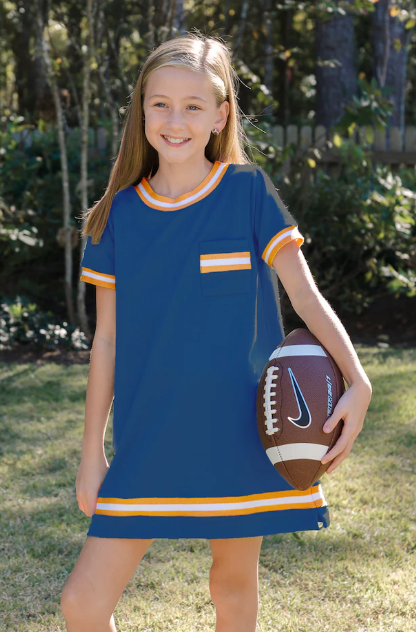 Game Day Landry Dress - Navy and Orange