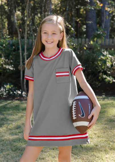Game Day Landry Dress - Red and Grey