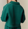 Gingham Piping Detailed Fleece French Terry Sweatshirt