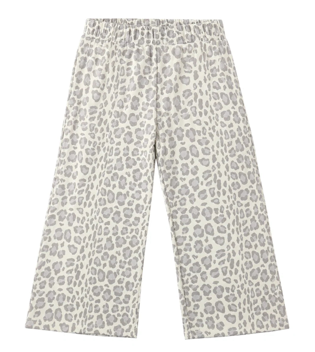 Wide Leg Sweatpant Blue Leopard