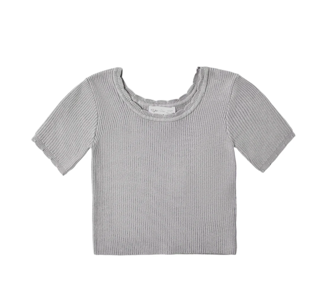 Teen Scallop Tee Dusty Blue