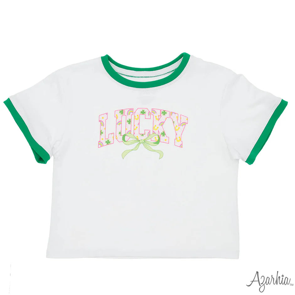 Lucky Clover Rainbows White Ringer Boxy