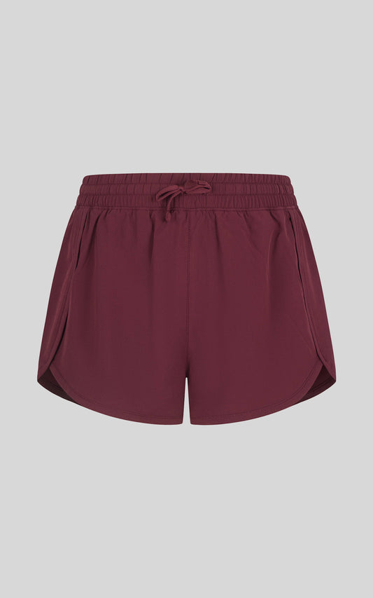 Girls Active Woven Running Shorts with Inner Panty: Burgundy