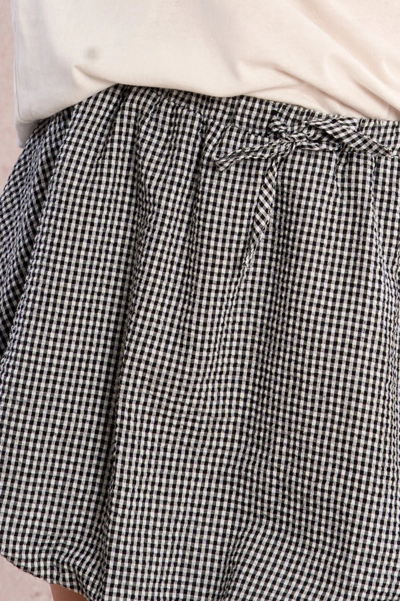 Woven Black Gingham Skort