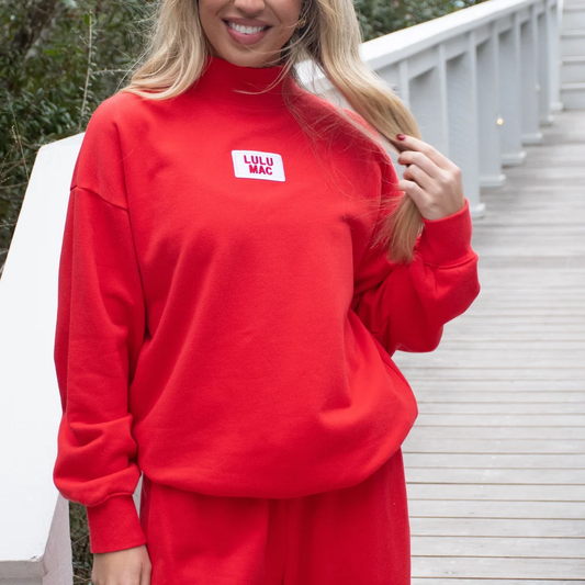 Girls Lulu Mac Long Sleeve Terry Cloth Top - Red