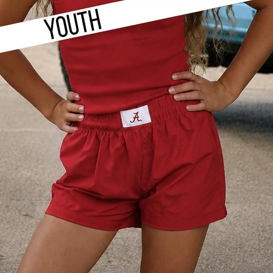 Youth Lulu Mac Alabama Shorts - Crimson