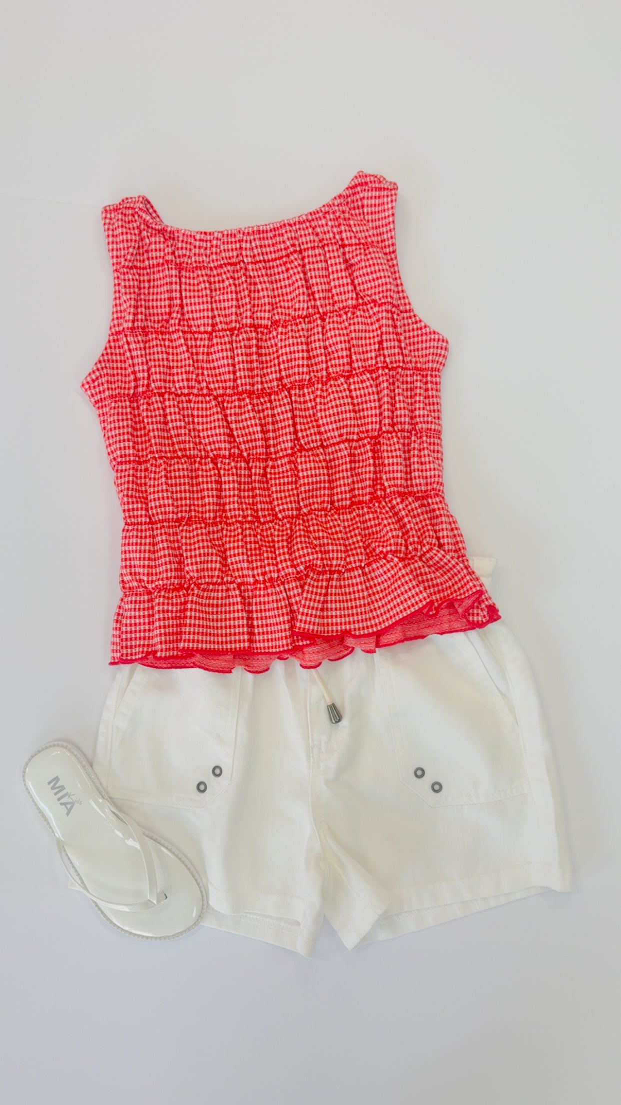 Smocked Red Gingham Tank