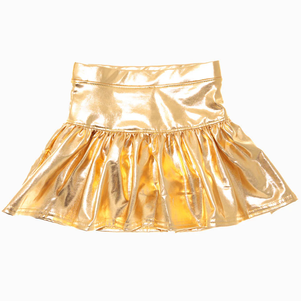 Slick Metallic Gathered Skorts