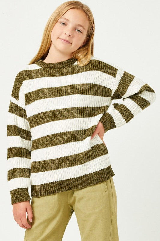 Velvet Yarn Stripe Sweater