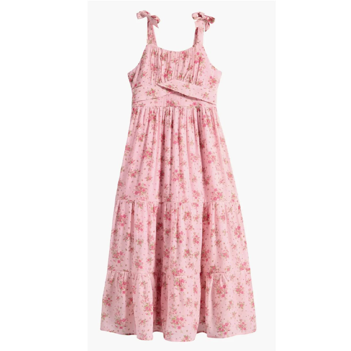 Tiered Maxi Dress Pink Floral