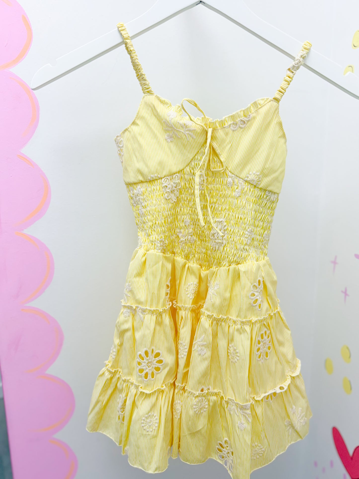 Butter Yellow Eyelet Dress