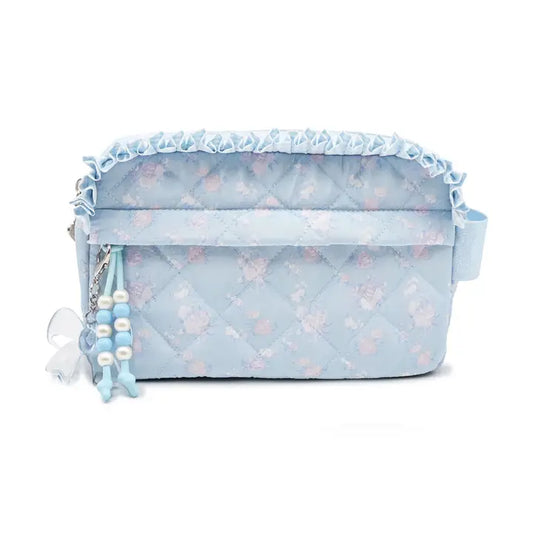 Quilted Floral Printed Pouch with Charm