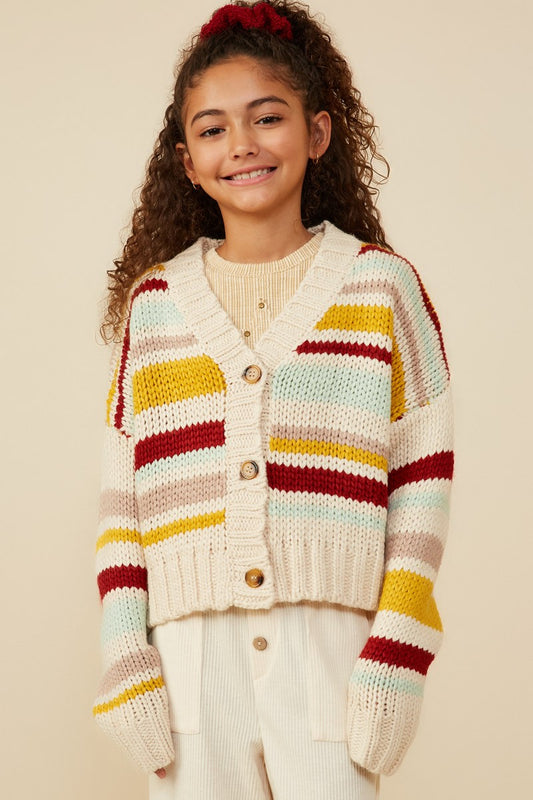 Multi Stripe Knit Sweater Cardigan