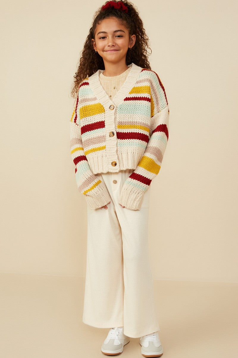 Multi Stripe Knit Sweater Cardigan